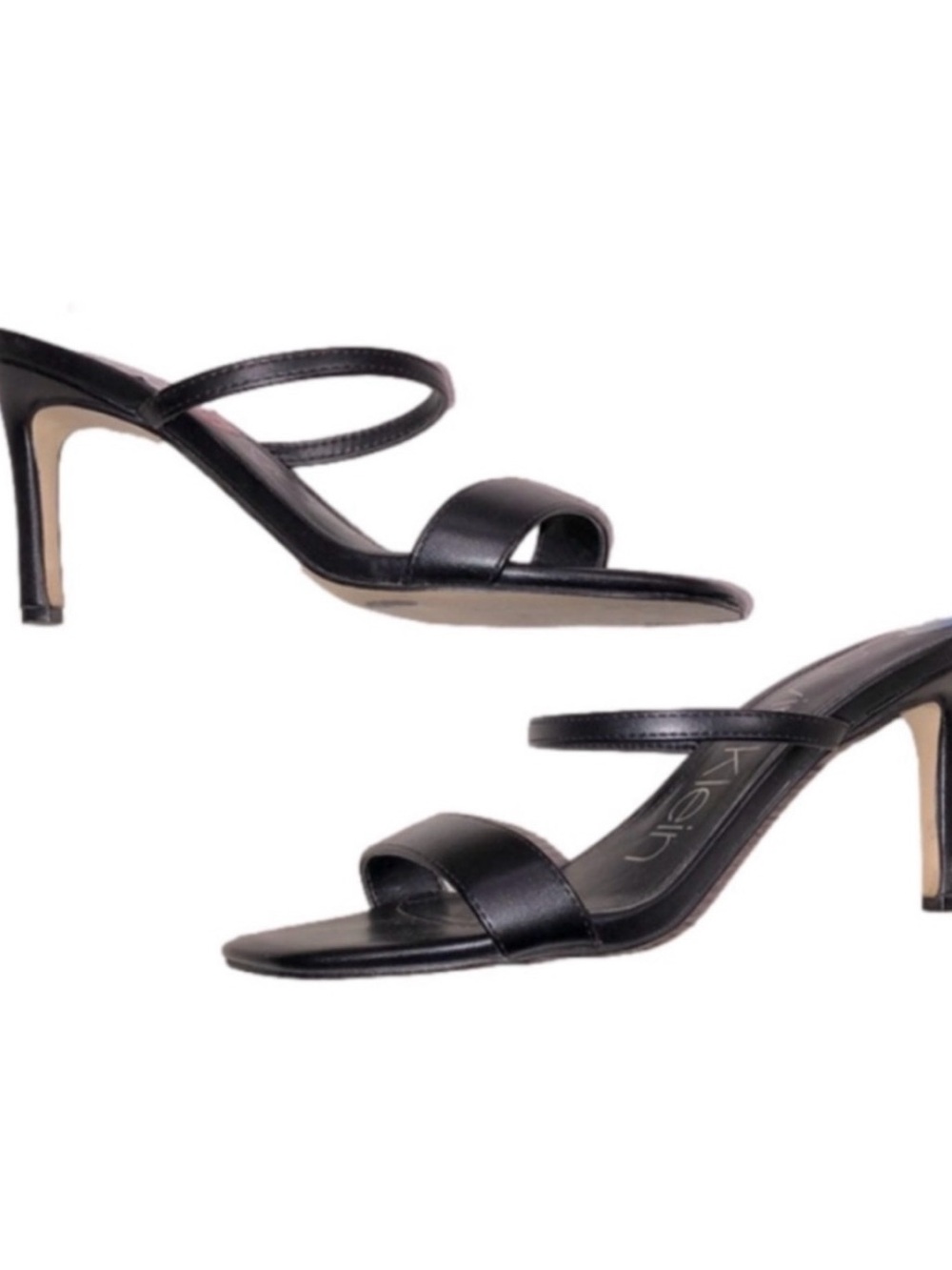 Calvin Klein Modern Black Strappy Heeled Sandals - Women's Size 8 1/2